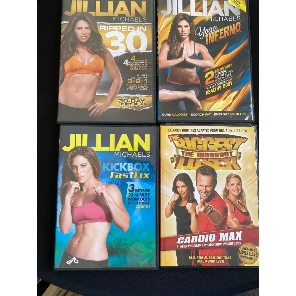 Lot 4 Jillian Michaels Yoga Inferno, Kickbox, Ripped in 30, Biggest Loser DVD
